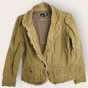 Thats It! Womens Jacket Sz Medium Canvas Tan Distressed Grunge Gorecore Bohochic